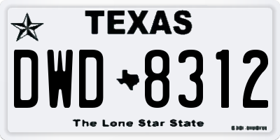 TX license plate DWD8312