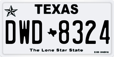 TX license plate DWD8324
