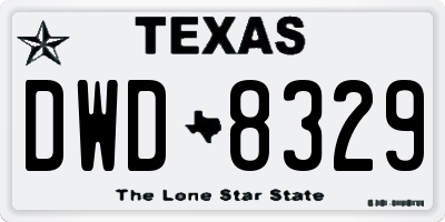 TX license plate DWD8329
