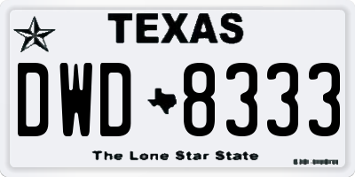 TX license plate DWD8333