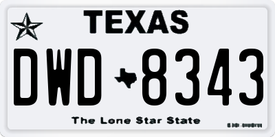 TX license plate DWD8343
