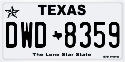 TX license plate DWD8359