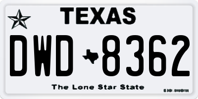 TX license plate DWD8362