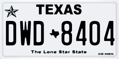 TX license plate DWD8404
