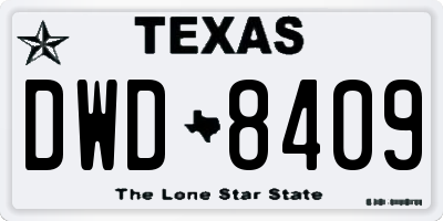 TX license plate DWD8409