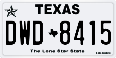 TX license plate DWD8415