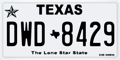 TX license plate DWD8429