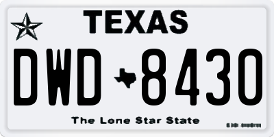 TX license plate DWD8430
