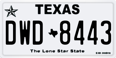 TX license plate DWD8443