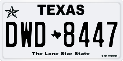 TX license plate DWD8447