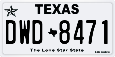TX license plate DWD8471