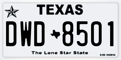 TX license plate DWD8501