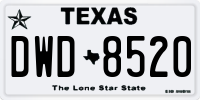 TX license plate DWD8520