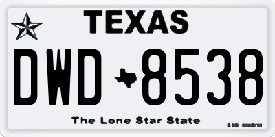 TX license plate DWD8538