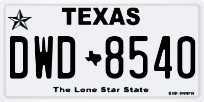 TX license plate DWD8540