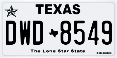 TX license plate DWD8549