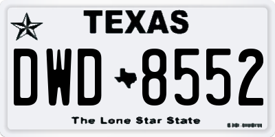 TX license plate DWD8552