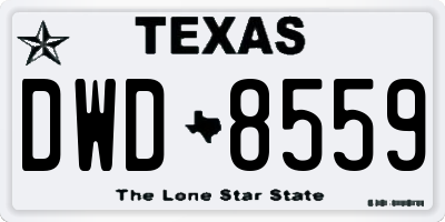 TX license plate DWD8559