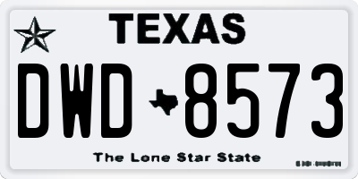 TX license plate DWD8573