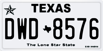 TX license plate DWD8576