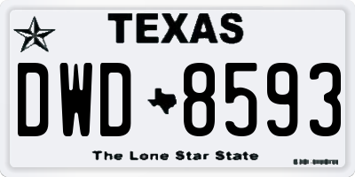 TX license plate DWD8593