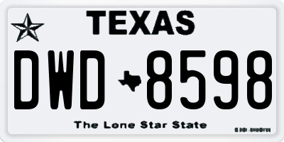 TX license plate DWD8598