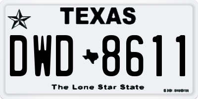 TX license plate DWD8611