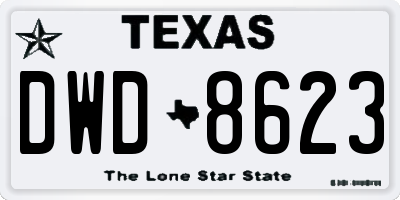 TX license plate DWD8623