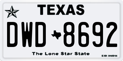 TX license plate DWD8692