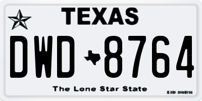 TX license plate DWD8764