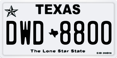 TX license plate DWD8800