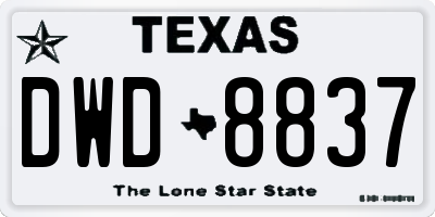 TX license plate DWD8837