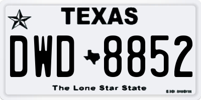 TX license plate DWD8852