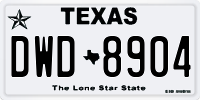 TX license plate DWD8904
