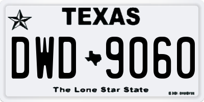TX license plate DWD9060