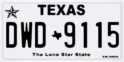 TX license plate DWD9115