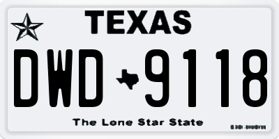 TX license plate DWD9118