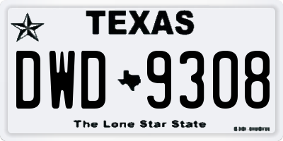 TX license plate DWD9308