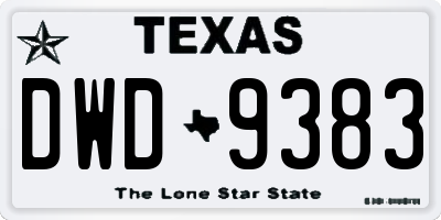 TX license plate DWD9383