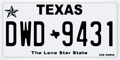 TX license plate DWD9431