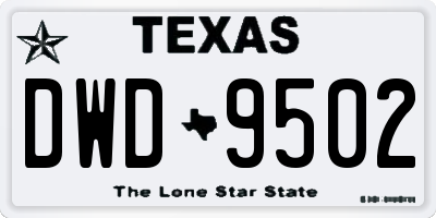 TX license plate DWD9502