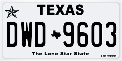 TX license plate DWD9603
