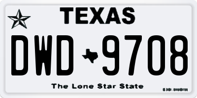 TX license plate DWD9708