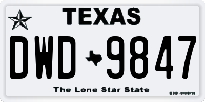 TX license plate DWD9847