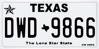 TX license plate DWD9866