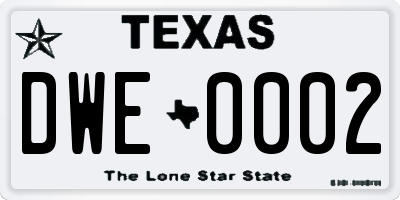 TX license plate DWE0002