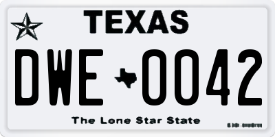 TX license plate DWE0042