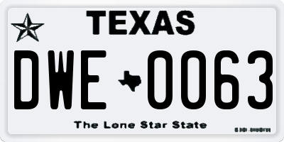 TX license plate DWE0063