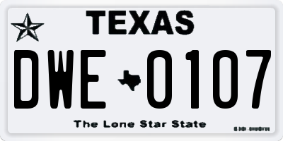 TX license plate DWE0107