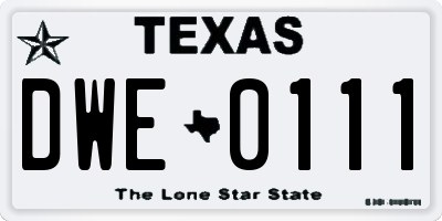 TX license plate DWE0111